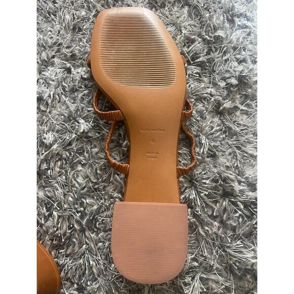 Reformation 11 Mules Assunta Strappy Block Heels Leather Pecan Brown Open Toe - Picture 8 of 9